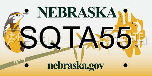 SQTA55 Nebraska License Plate