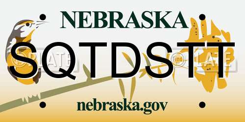 SQTDSTT Nebraska License Plate