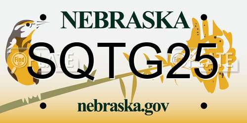 SQTG25 Nebraska License Plate