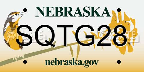 SQTG28 Nebraska License Plate