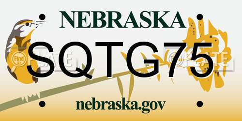SQTG75 Nebraska License Plate