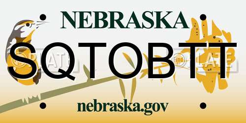 SQTOBTT Nebraska License Plate