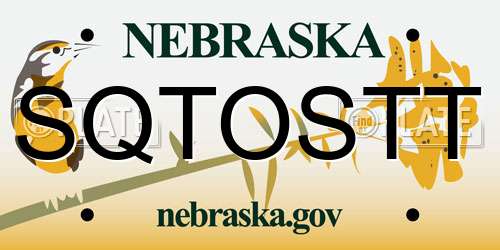SQTOSTT Nebraska License Plate