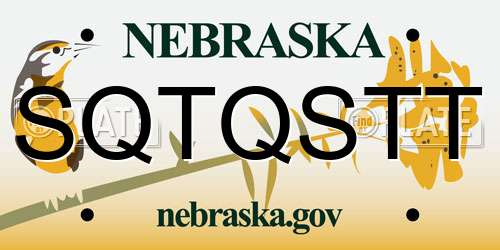 SQTQSTT Nebraska License Plate
