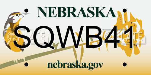 SQWB41 Nebraska License Plate