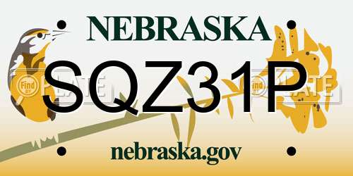 SQZ31P Nebraska License Plate