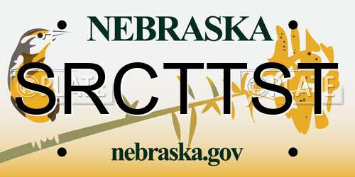 SRCTTST Nebraska License Plate