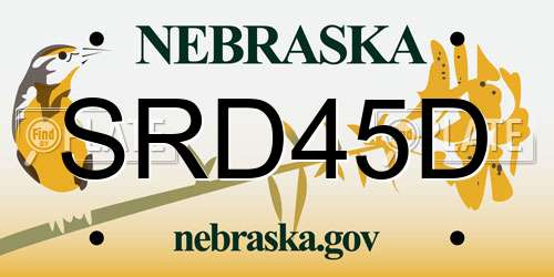 SRD45D Nebraska License Plate