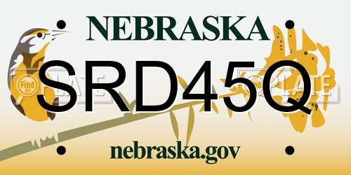 SRD45Q Nebraska License Plate