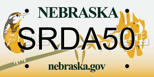 SRDA50 Nebraska License Plate