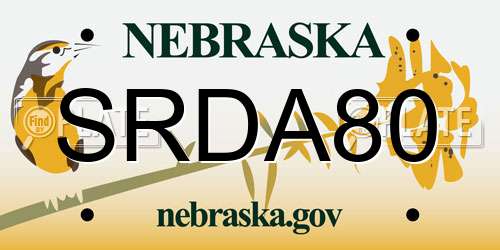 SRDA80 Nebraska License Plate