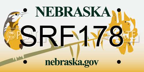 SRF178 Nebraska License Plate