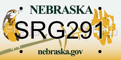 SRG291 Nebraska License Plate