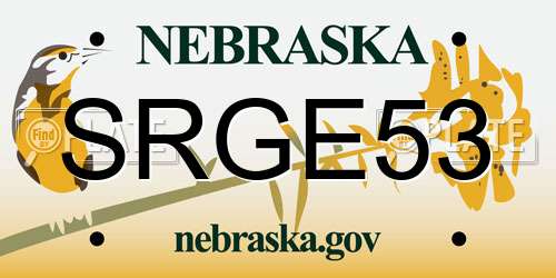 SRGE53 Nebraska License Plate