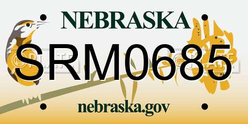 SRM0685 Nebraska License Plate