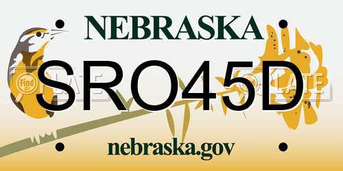 SRO45D Nebraska License Plate