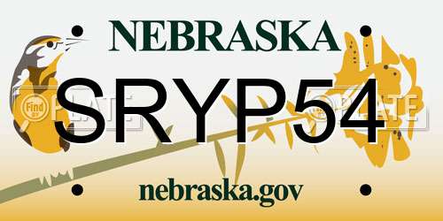 SRYP54 Nebraska License Plate