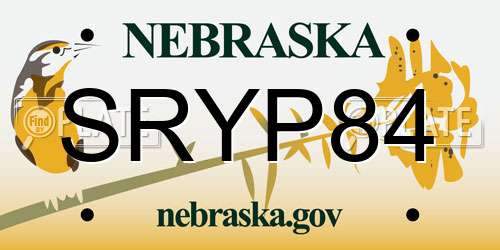 SRYP84 Nebraska License Plate