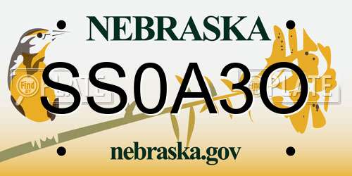 SS0A3O Nebraska License Plate