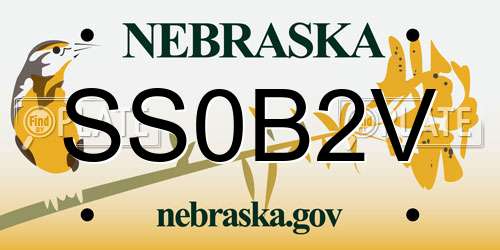 SS0B2V Nebraska License Plate