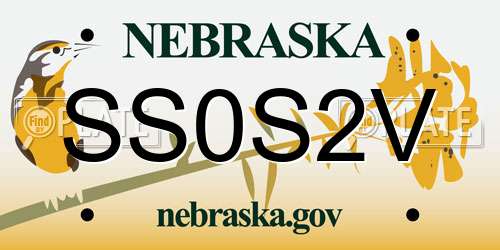 SS0S2V Nebraska License Plate