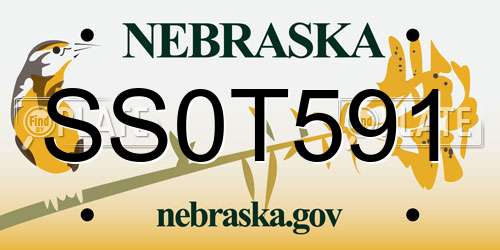 SS0T591 Nebraska License Plate