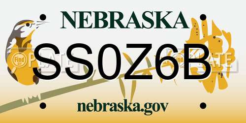 SS0Z6B Nebraska License Plate