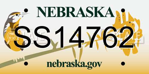 SS14762 Nebraska License Plate
