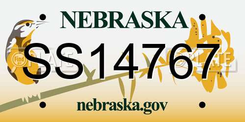 SS14767 Nebraska License Plate