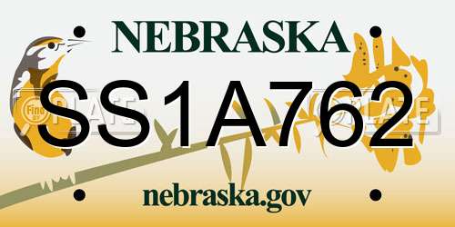 SS1A762 Nebraska License Plate