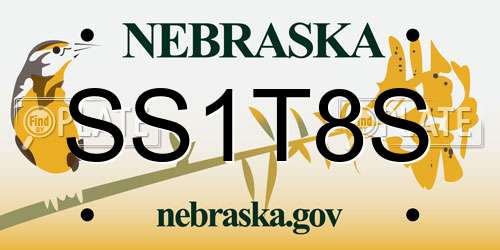 SS1T8S Nebraska License Plate