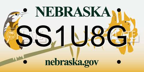 SS1U8G Nebraska License Plate
