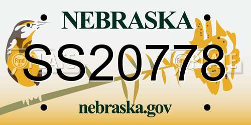 SS20778 Nebraska License Plate