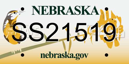 SS21519 Nebraska License Plate