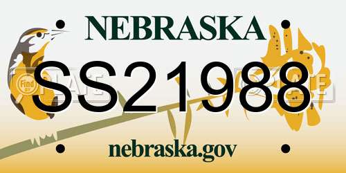 SS21988 Nebraska License Plate