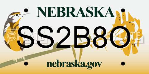 SS2B8O Nebraska License Plate