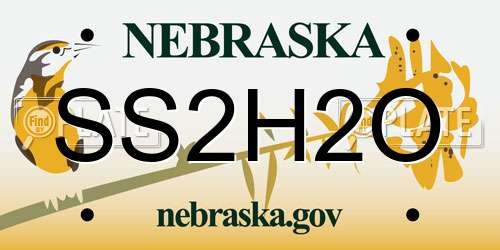 SS2H2O Nebraska License Plate
