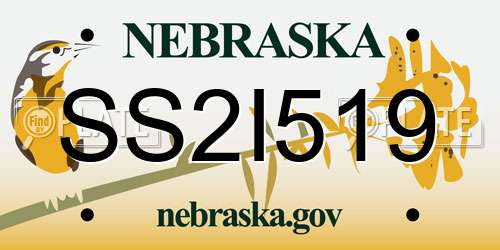SS2I519 Nebraska License Plate