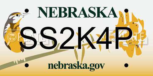SS2K4P Nebraska License Plate