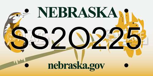 SS2O225 Nebraska License Plate
