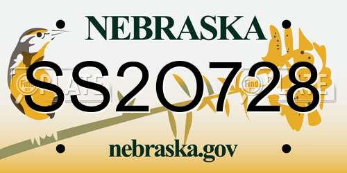 SS2O728 Nebraska License Plate
