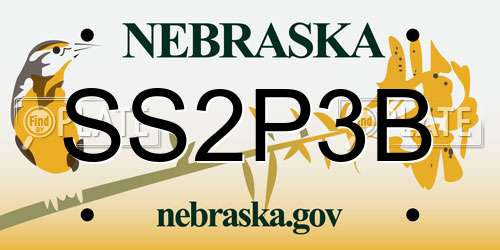 SS2P3B Nebraska License Plate