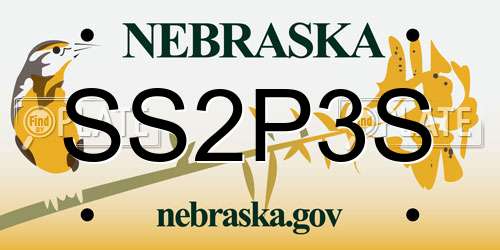SS2P3S Nebraska License Plate