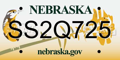 SS2Q725 Nebraska License Plate