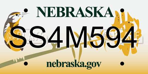 SS4M594 Nebraska License Plate