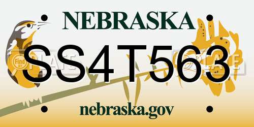 SS4T563 Nebraska License Plate
