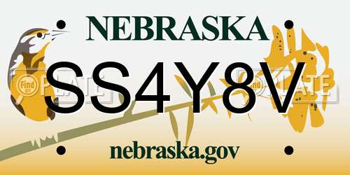 SS4Y8V Nebraska License Plate