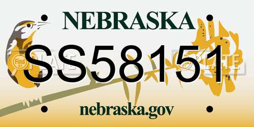SS58151 Nebraska License Plate
