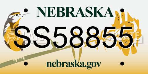 SS58855 Nebraska License Plate