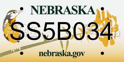 SS5B034 Nebraska License Plate